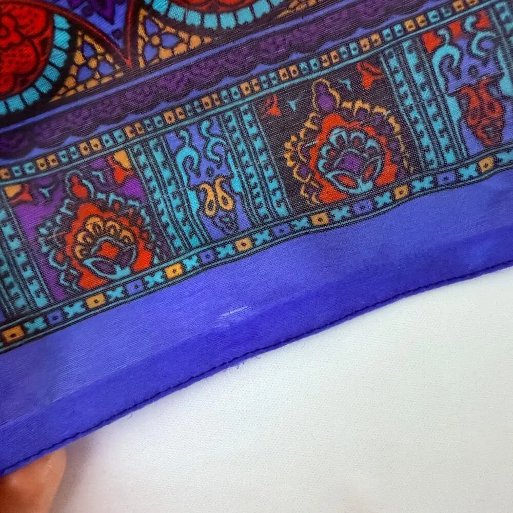 Vintage Colorful Medallion Square Handkerchief Scarf